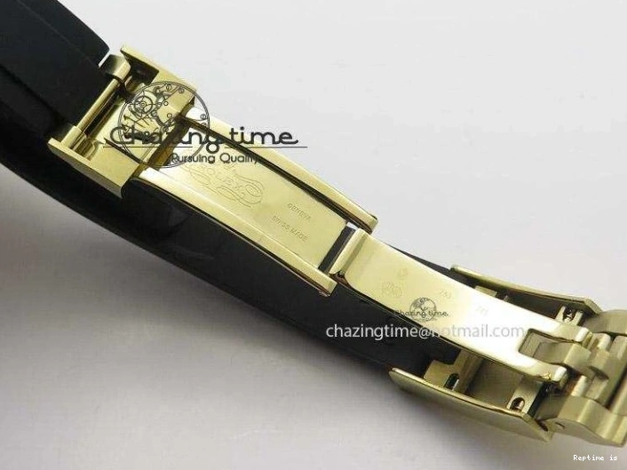 0105 Stylish Daytona YG BP Maker Gold Dial Sticks Markers On Rubber Strap A7750@ 4012